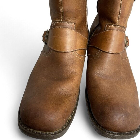 Alfani Brown Leather Square Toe Ankle Harness Biker Motorcycle Boots Men's 11.5 - Picture 4 of 13